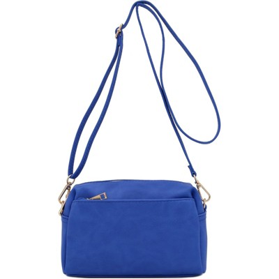 BEAFUP Triple Zip Small Crossbody Bag - Faux Leather Shoulder Bag with Gold Tone Hardware and Adjustable Strap - Zipper Closure for Everyday