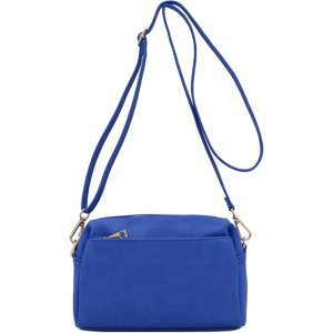 BEAFUP Triple Zip Small Crossbody Bag - Faux Leather Shoulder Bag with Gold Tone Hardware and Adjustable Strap - Zipper Closure for Everyday - 1 of 4