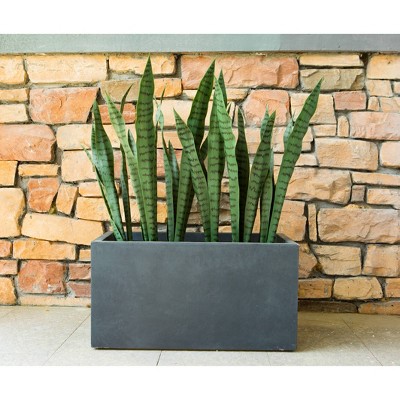 Rosemead Home & Garden, Inc. 17 Wide Kante Modern Concrete/Fiberglass  Indoor Outdoor Planter Pot Charcoal Gray