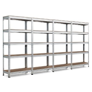 Costway 4PCS 5-Tier Metal Storage Shelves 60''Adjustable Shelves Silver\Gray\ Blue - 1 of 4