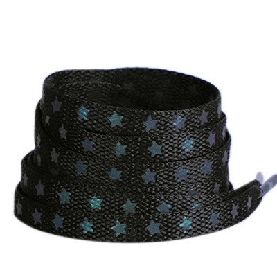 INSPIRE CHIC Reflective Stars Colorful Cool Flat Shoe Laces for Athletic Running Sneakers 2 Pairs