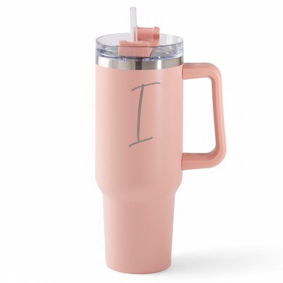 Personalization Mall Your Initial Engraved 40 oz Stainless Steel Tumbler Peach