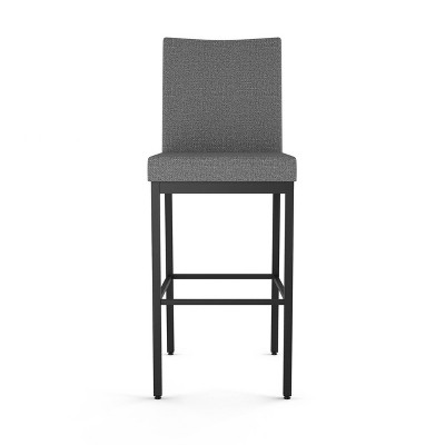 Elegant Grey Polyester Blend and Black Metal Barstool 44.5"