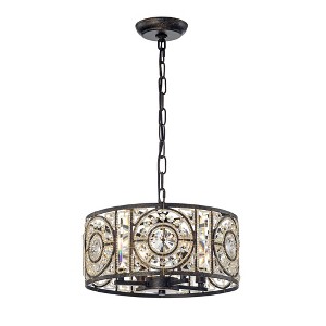 14" x 14" x 52" 4-Light Rowsen Chandelier Metallic - Warehouse Of Tiffany: Crystal Accents, ETL Listed, Adjustable Height - 1 of 2