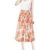 Women's Chiffon Pleated Midi Skirt - A-Line Skirt with Elastic Waist for Elegant Style D Orange Pink - 2 of 4
