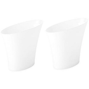 Umbra 1006232-661-A60 Skinny Sleek & Stylish Bathroom Trash, Small Garbage Can 2 Gallon Capacity, White, 2-Pack - 1 of 4