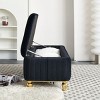 Square Storage Ottoman Bench,Upholstered Velvet Fabric Ottoman Stool Seat With Safety Hinge,Gold Decoration Strip,Ottoman Stool Seat-Cuddlewood - 2 of 4