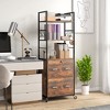 Vinsetto 2 Drawer File Cabinet w/ Key, Open Shelves, Mobile Filing Cabinet with Adjustable Hanging Bar for Letter, A4 & Legal Size Paper, Rustic Brown - 3 of 4