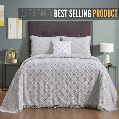 King White Cotton Textured Boho Bedspread Set