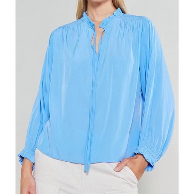 Women's Ruffled Split Neck Blouse - current air