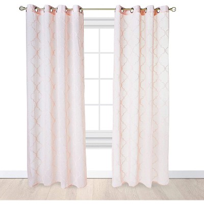 Juvale Grommet Curtains, Faux Linen (Pink, 54 x 84 in, 2 Pack)