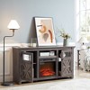 60" Modern Farmhouse TV Media Stand with 2 Doors Cabinet and 18" Electric Fireplace Insert, Large Barn-Style Entertainment Console for Living Room - 4 of 4