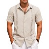 COOFANDY Cuban Guayabera Shirts for Men Short Sleeve Casual Button Down Shirts Summer Vacation Shirts - 3 of 4