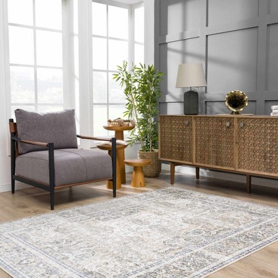 Hauteloom Arias Cream & Blue Washable Area Rug