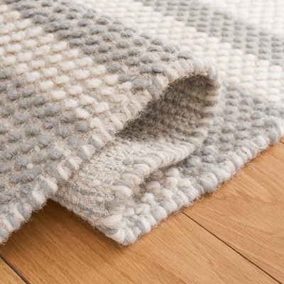 Ivory and Gray Flat Woven Wool Area Rug, 8' x 10'