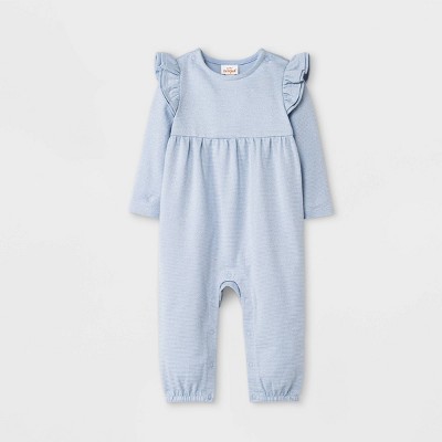 Image of Baby Girls' Sparkle Jacquard Knit Romper - Cat & Jack™ Blue Newborn