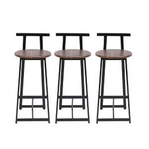 Lyngins Bar Stools Set of 3 with Curved Backrest,Waterproof Kitchen Chairs with Steel Base,Polyester Counter Stools for Kitchen Island - 1 of 4