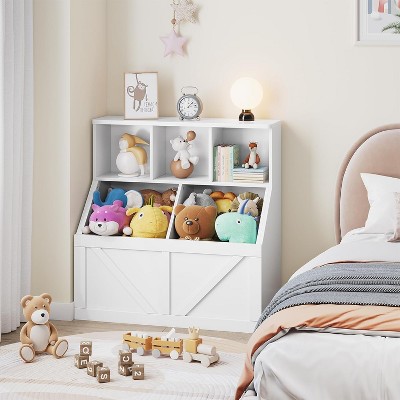 Toy Storage Organizer and Kids Bookshelf, Toddler Toy Storage Cabinet with Toy Shelf