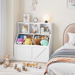 Toy Storage Organizer and Kids Bookshelf, Toddler Toy Storage Cabinet with Toy Shelf - 1 of 4