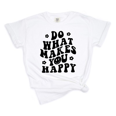 Simply Sage Market Women's Makes You Happy Smiley Face Short Sleeve Garment Dyed Tee