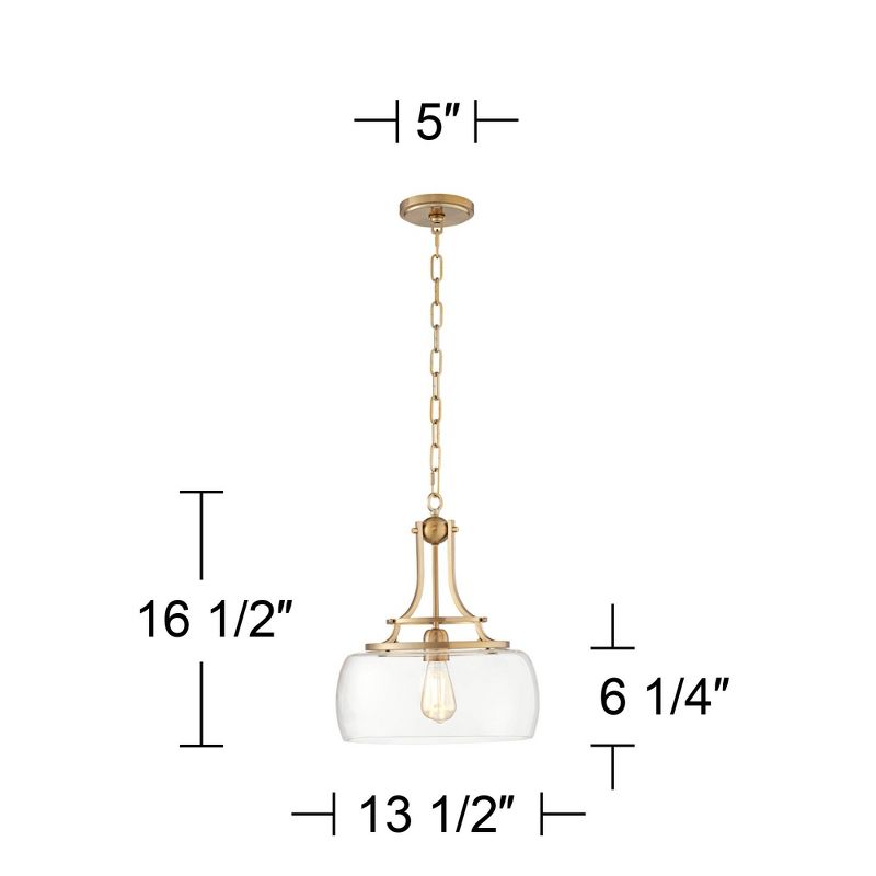 Franklin Iron Works Charleston Brass Pendant Lighting 13 1/2" Wide Modern LED Clear Glass Shade for Dining Room House Foyer Kitchen Island Entryway, 4 of 10