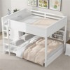 RISOKEYS Queen Over Queen Bunk Bed - Wooden Bunk Bed with Storage Cabinets, Plug Outlets & USB Ports - White - 2 of 4