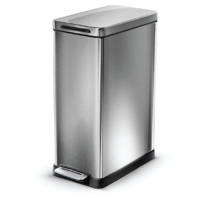 Home Zone Living 11 Gallon Kitchen Trash Can with Soft-Close Lid and Slim Stainless Steel Design
