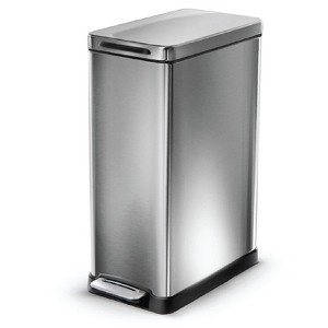 Home Zone Living 11 Gallon Kitchen Trash Can with Soft-Close Lid and Slim Stainless Steel Design - 1 of 4