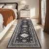 Vintage Hallway Runner Rug, Low Pile Floral Carpet with Rubber Backing, Machine Washable, Foldable for Bedroom, Entryway, Kitchen, and Hallway - 2 of 4