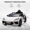 12V Kids Ride On Car Sports Licensed Corvette Electric Car Toy for Toddles with Remote Control, Visual Dashboard, LED Lights, Music, White - 2 of 4