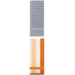 REGALWOVEN Pure Cotton Striped Decorative Hand Towel for Bathroom 14" x 30"/13" x 29" 2 Pcs - 1 of 4