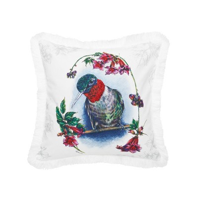 C&F Home 18" x 18" Botanical Hummingbird Spring Printed and Embellished Throw Pillow