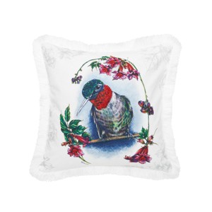 C&F Home 18" x 18" Botanical Hummingbird Spring Printed and Embellished Spring Easter Themed Accent Throw Pillow - 1 of 4