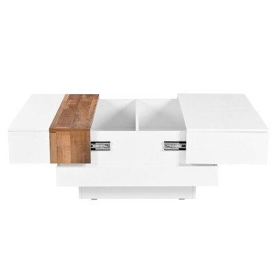 NicBex Modern 31.4" Square Coffee Table with Sliding Tabletop and Hidden Storage for Living Room