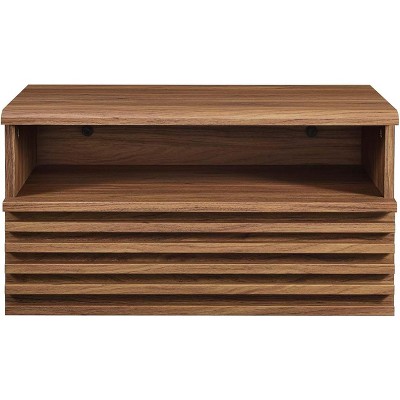 Mid-Century Walnut Wall-Mount Nightstand with Drawer