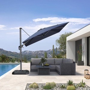 PURPLE LEAF 8 Feet Patio Umbrella Outdoor Cantilever Square Umbrella Aluminum Offset Umbrella with 360-degree Rotation for Garden Deck Pool Patio - 1 of 4
