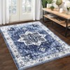 Washable Soft Rug Vintage Distressed Rug Low Pile Thin Rug Non Slip Non Shedding Accent Throw Rug for Dining Room Bedroom - 3 of 4