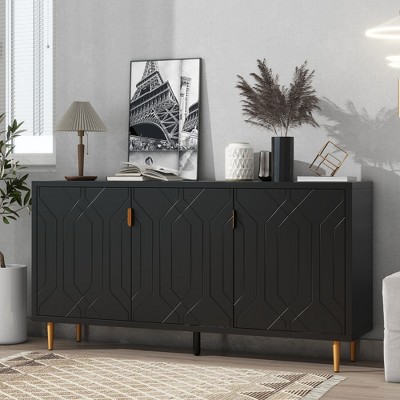 Modern Storage Sideboard With Adjustable Shelves, Black - Modernluxe ...