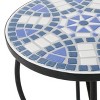 CAVINAS Elegant Mosaic Patio End Table,Tile Outdoor Side Table with Curved Iron Legs,Small Patio Table for Patio,Garden,White+Blue - 4 of 4