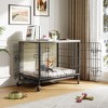 Dog Crate Furniture, 32.5" Dog Crate Side Table, Double-Door, with Removable Tray and Casters, Suitable for Small to Medium-Sized Dogs, Rustic Gray - 2 of 4