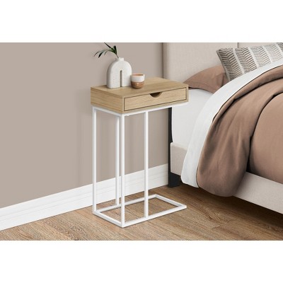 Vynxaria C-Shaped Accent Table with Storage Drawer ¨C Modern Side Table for Living Room & Bedroom