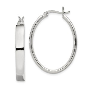 Black Bow Jewelry 5mm, Sterling Silver, Polished Oval Hoops - 1 1/4 Inch - 1 of 4