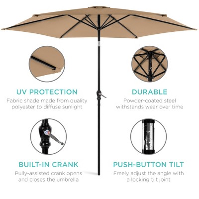 Sunset Bliss 10ft Tan Outdoor Market Patio Umbrella with Steel Frame