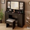 KTMBDW Large Vanity Table Set with LED Lighted Mirror and 2 DIY Pegboards, 5 Hooks, Vanity Desk with Drawers and Cushioned Stool for Bedroom - 2 of 4