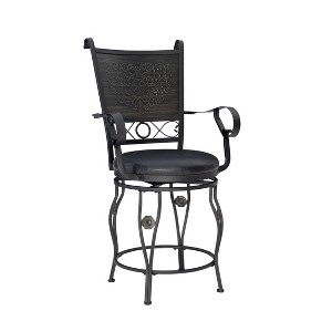24" Ellie Big and Tall Faux Leather Swivel Seat Counter Height Barstool Black - Powell Company: Metal Frame, 400 lb Capacity - 1 of 4