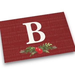 Personalization Mall Nostalgic Noel Burgundy Doormat, 18 x 27 - 1 of 1