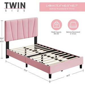 Jojoka Bed Frame with Headboard Adjustable,Modern Velvet Upholstered Platform Bed Frame with Wooden Slat Support - 1 of 4