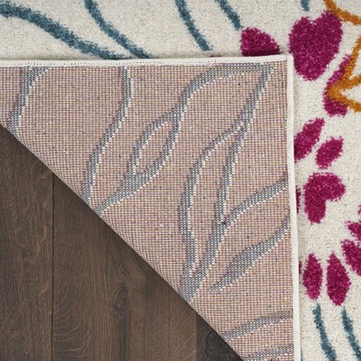 Handmade Off-White Floral Synthetic 8' x 10' Rug