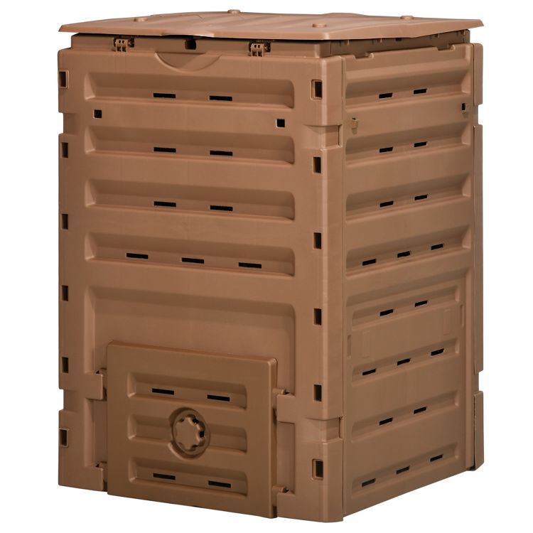 Outsunny 120 Gallon Compost Bin, Large Composter with 80 Vents and 2 Sliding Doors, Lightweight & Sturdy, 4 of 6