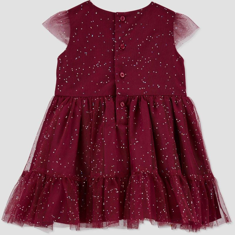 Carter's Just One You® Baby Girls' Glitter Dress - Burgundy, 3 of 12